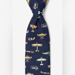 Vintage Alynn 100% Silk Tie U.S. Warplanes Navy Blue Air Force Military Print